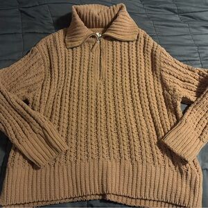 XL Quarter Zip Aerie Tan Sweater